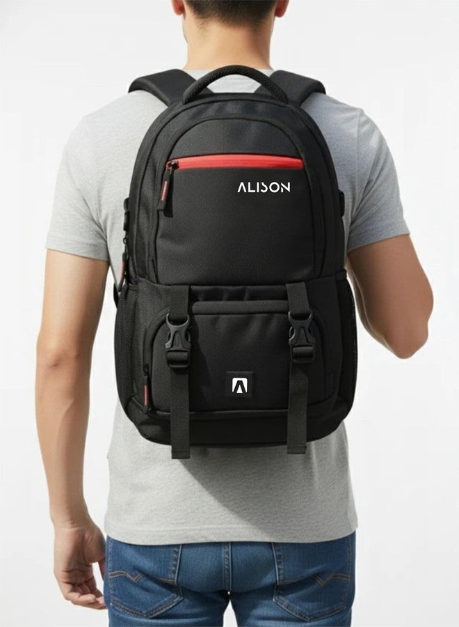 Alison Travel Laptop Backpack with Multiple Pockets and Compartments for 15.6 inch Laptop, Water Resistant, Spacious with Padded Shoulder Straps, Black | for 15.6 inch Laptop (BLACK) - Image 5