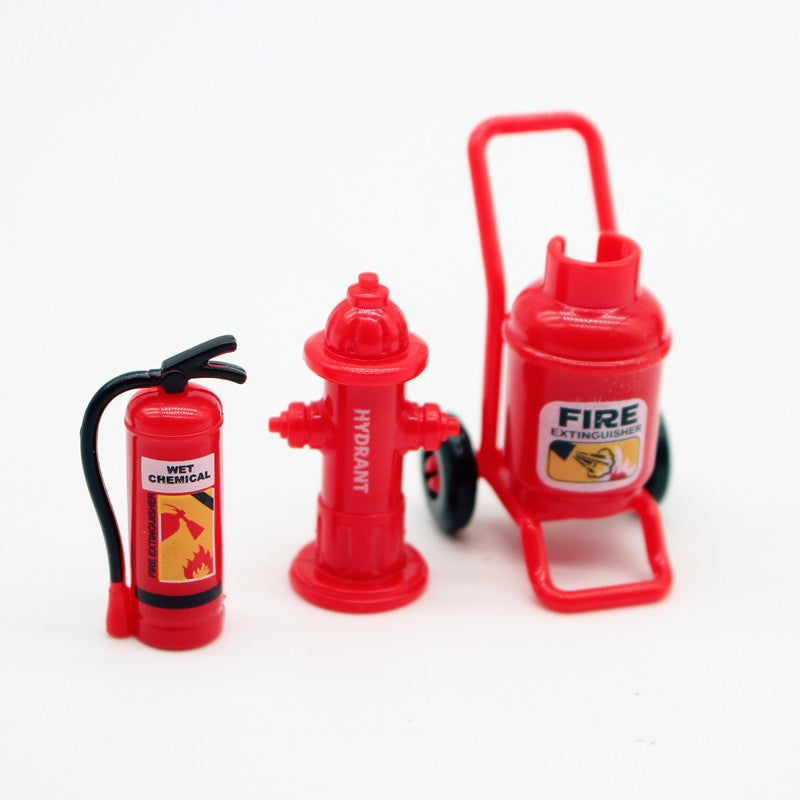 Miniature Dollhouse Fire Extinguisher Gas Can Decor Small fire three-piece set