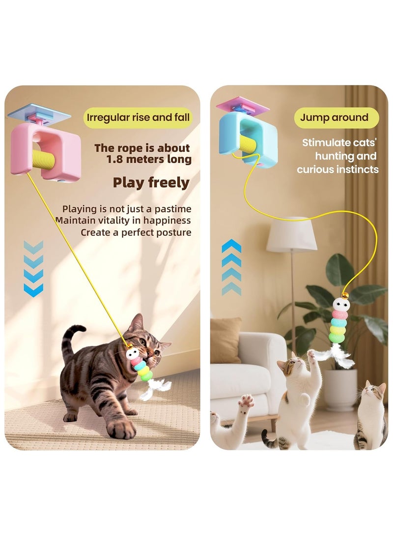 general Indoor Cat Interactive Automatic Toy - Electric Hanging Door Toy Features feathered plush caterpillar design Ideal for kittens Promotes playful chasing and exercise Interactive cat toy - Image 2