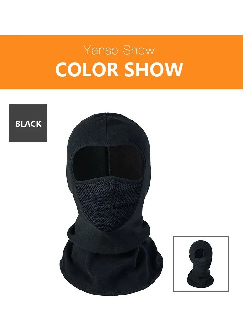 HEXABEX Outdoor Cycling Mask Fleece Warm Breathable Mask Cold Temperature Skiing Face Protection Headgear black  - Image 5