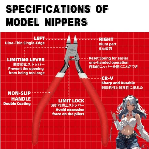 PIT P.I.T.4.8 INCH Model Nipper, Single Blade Gundam Nipper with Non-Slip Grip, Sprue Cutter Hobby Nippers,Model Kit Nippers for Plastic Gunpla Model Building - Image 4