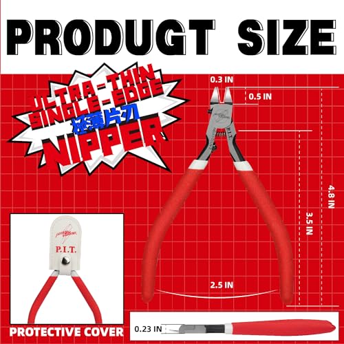 PIT P.I.T.4.8 INCH Model Nipper, Single Blade Gundam Nipper with Non-Slip Grip, Sprue Cutter Hobby Nippers,Model Kit Nippers for Plastic Gunpla Model Building - Image 2