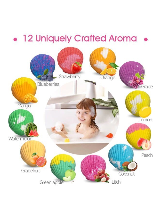 Santrela Bath Bombs for Kids with Surprise Toys Inside for Girls Boys - 12 Shell Kids Bath Bombs Gift Set, Handmade Bubble Bath Fizzes Bomb for Chrildren Birthday Christmas and Party Favor - Image 4