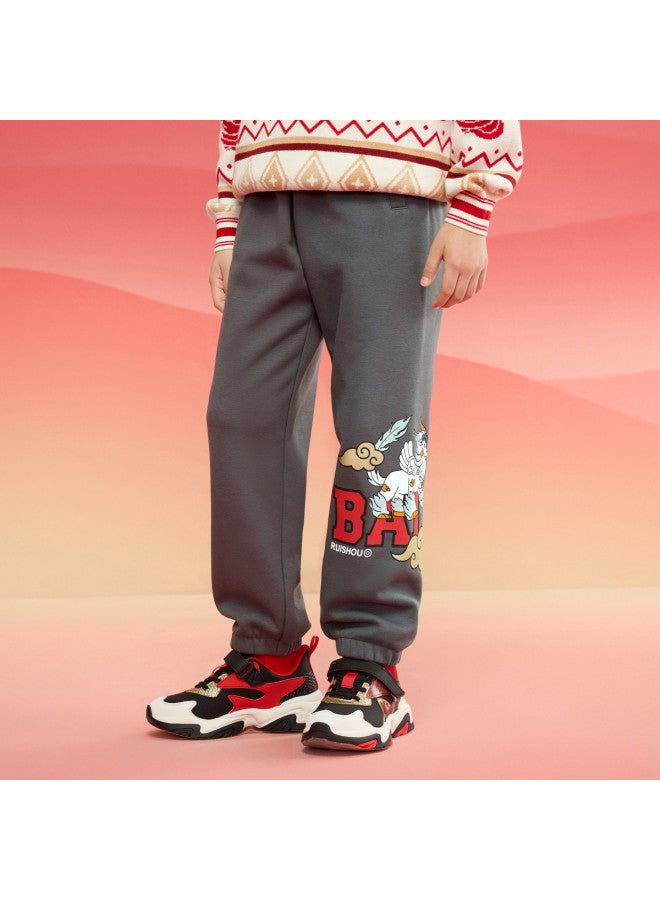 Balabala Chinese Style Pants For Kids Boys' Elastic Cuff Joggers 2025 Spring New Arrival Children's Casual Tracksuit Pants For Big Kids - Image 3