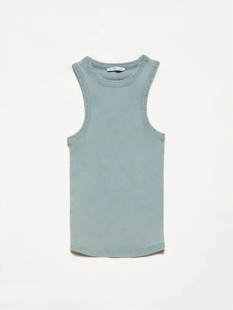 ديلفين DILVIN Sleeveless Ribbed Knit Blouse