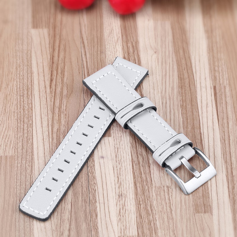 22mm Leather Strap Quick Release Replacement Watch Band White - Image 2