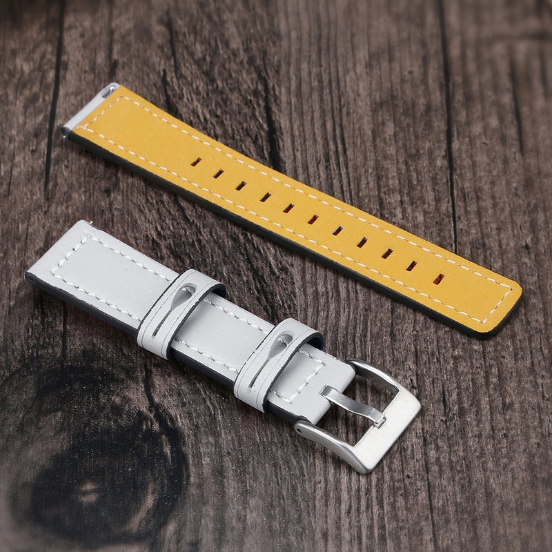 22mm Leather Strap Quick Release Replacement Watch Band White - Image 5