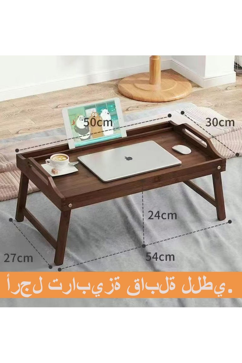 لوكسا طاولة قهوة  طاولة سرير بصينية مع حامل للهاتف، طاولة سرير قابلة للطي، صينية خشبية للتقديم بمقبض، صينية إفطار على السرير، عشاء، شاي، قهوة، طاولة قهوة، طاولة غرفة المعيشة - Image 2