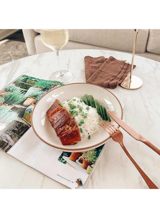 Mora Ceramic Large Pasta Bowls 30oz, Set of 4 - Serving, Salad, Dinner, etc Plate/Wide Bowl - Microwave, Oven, Dishwasher Safe Kitchen Dinnerware - Modern Porcelain Stoneware Dishes, Vanilla White - Image 4