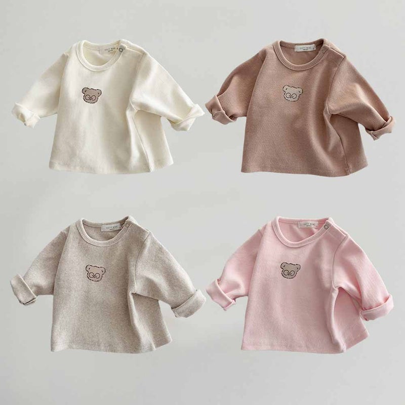 Children'S Tops For , Baby Bear Short-Sleeved Pure Cotton Long-Sleeved T-Shirt, Baby Thickened Warm Base Shirt - Image 2