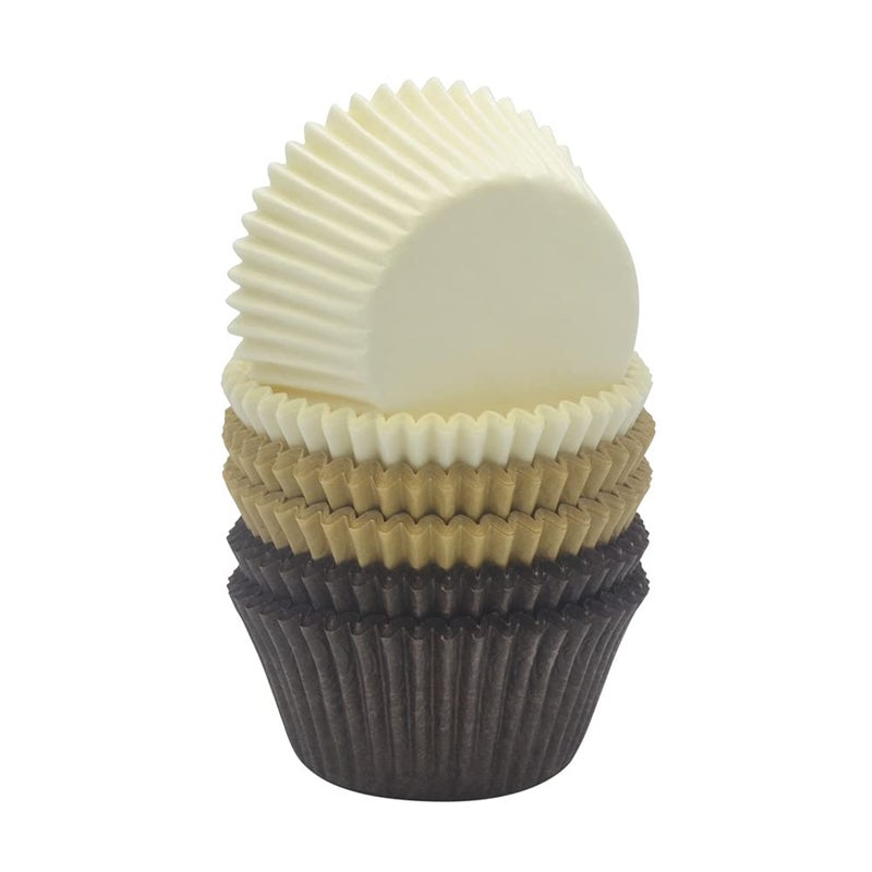 Huaswan Natural White Coffee Brown Cupcake Liners Standard Greaseproof Paper Baking Cups 150Count