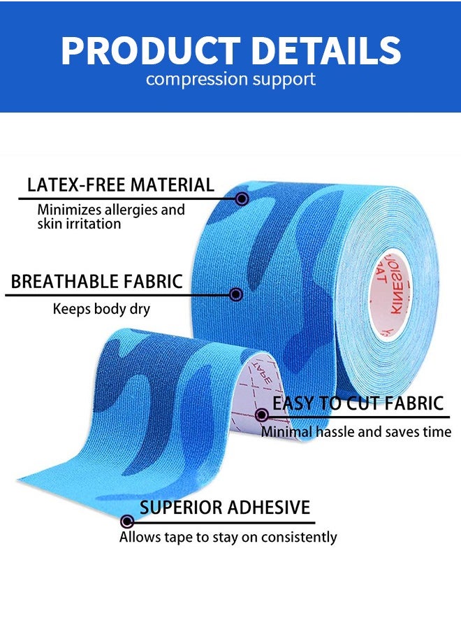 GROIC 2 Pack Kinesiology Tape, Camouflage Sports Tape Athletic Recovery Pain Relieve Strong Adhesion Waterproof Sports Theraeputic Tape for Muscle Pain Relief and Joint Support  [2” x 20”]  - Image 3
