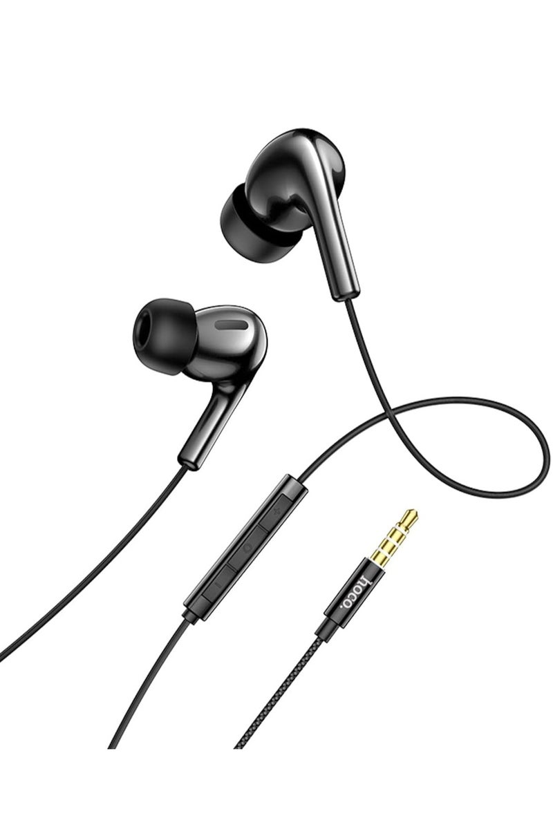 Hoco M91 - Shelly Wired Earphones With Microphone (Length: 1.2m, Plug: 3.5mm), Compatible with Samsung, Hawei, Xiaomi, OnePlus - Ceramic Black - Image 2