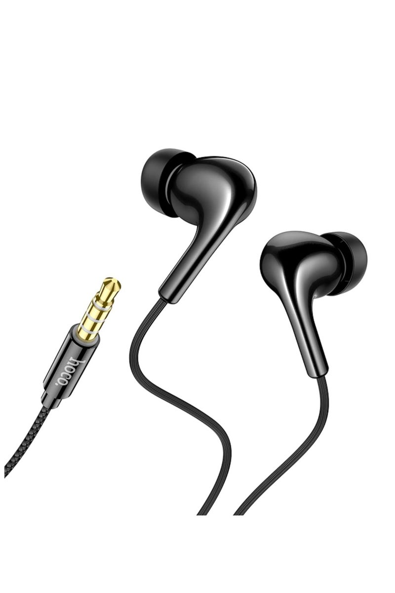 Hoco M91 - Shelly Wired Earphones With Microphone (Length: 1.2m, Plug: 3.5mm), Compatible with Samsung, Hawei, Xiaomi, OnePlus - Ceramic Black - Image 3
