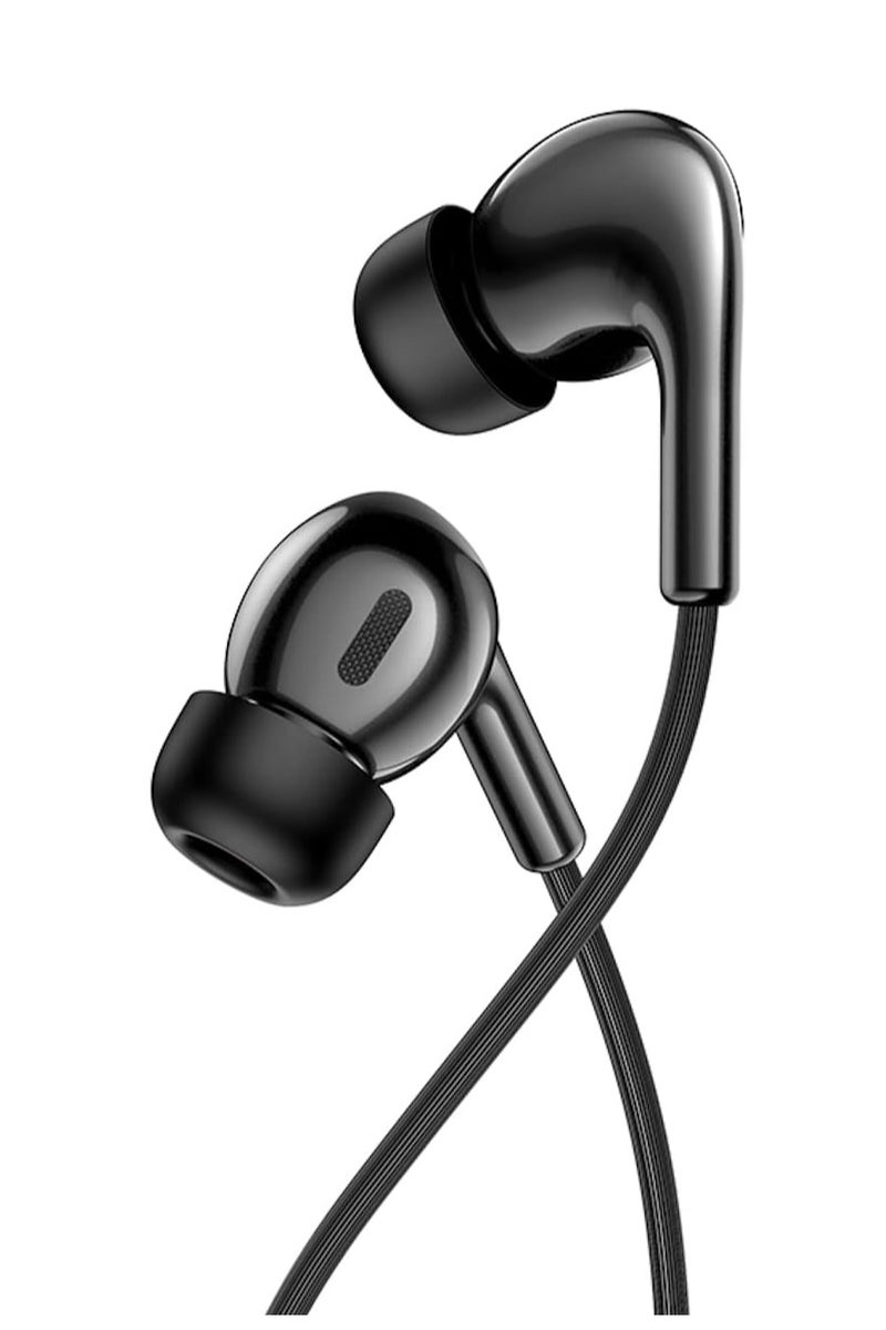 Hoco M91 - Shelly Wired Earphones With Microphone (Length: 1.2m, Plug: 3.5mm), Compatible with Samsung, Hawei, Xiaomi, OnePlus - Ceramic Black - Image 4