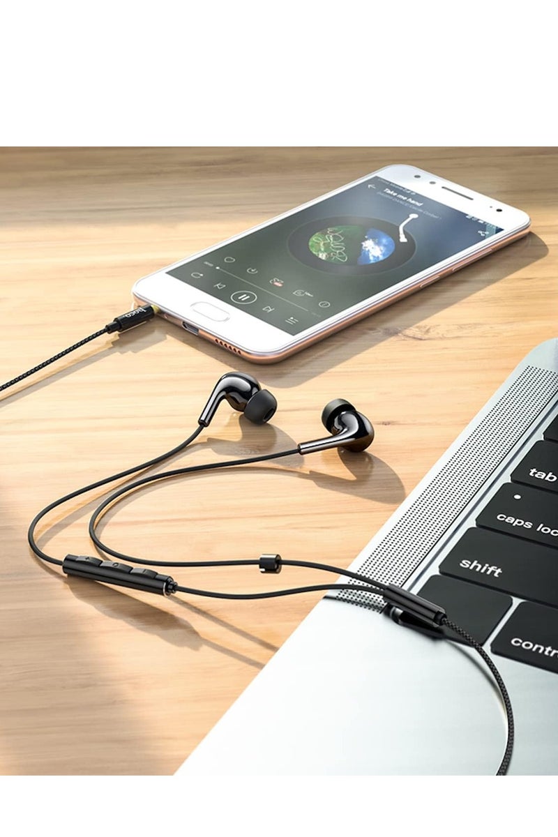 Hoco M91 - Shelly Wired Earphones With Microphone (Length: 1.2m, Plug: 3.5mm), Compatible with Samsung, Hawei, Xiaomi, OnePlus - Ceramic Black - Image 5