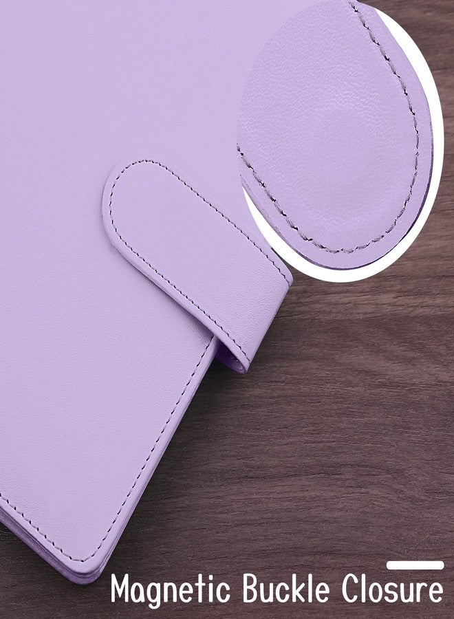 Antner A6 PU Leather Notebook Binder Refillable 6 Ring Binder for A6 Filler Paper, Purple - Image 3