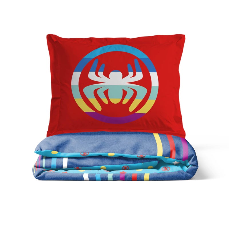 Jay Franco Duvet Cover Set â€“ 3 Piece Comforter Cover and Sham Set, Super Soft Cozy Kids Bedding (Insert Not Included) Blue - Spidey & Friends, Twin - Image 4