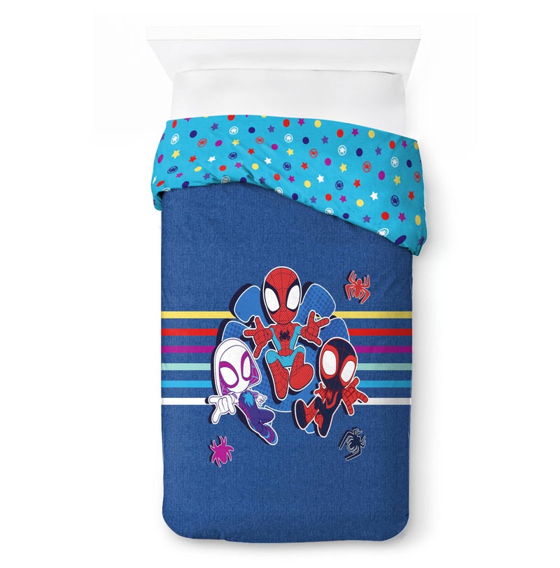 Jay Franco Duvet Cover Set â€“ 3 Piece Comforter Cover and Sham Set, Super Soft Cozy Kids Bedding (Insert Not Included) Blue - Spidey & Friends, Twin - Image 5