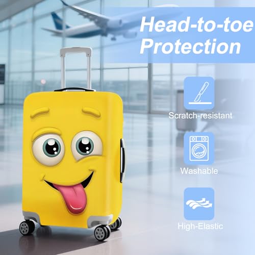 ANNA QUEEN Funny Emoticons Yellow Luggage Cover Washable Suitcase Protector Suitcase Cover Anti-Scratch,Stretchable Fit for 18-32Inch Luggage,Travel Bag Cover XL(fits 29-32Inch suitcase) - Image 2