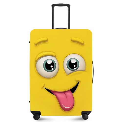 ANNA QUEEN Funny Emoticons Yellow Luggage Cover Washable Suitcase Protector Suitcase Cover Anti-Scratch,Stretchable Fit for 18-32Inch Luggage,Travel Bag Cover XL(fits 29-32Inch suitcase) - Image 1