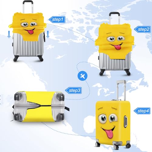 ANNA QUEEN Funny Emoticons Yellow Luggage Cover Washable Suitcase Protector Suitcase Cover Anti-Scratch,Stretchable Fit for 18-32Inch Luggage,Travel Bag Cover XL(fits 29-32Inch suitcase) - Image 5