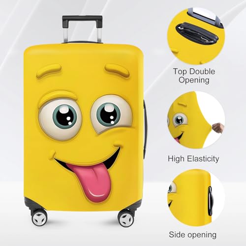 ANNA QUEEN Funny Emoticons Yellow Luggage Cover Washable Suitcase Protector Suitcase Cover Anti-Scratch,Stretchable Fit for 18-32Inch Luggage,Travel Bag Cover XL(fits 29-32Inch suitcase) - Image 3
