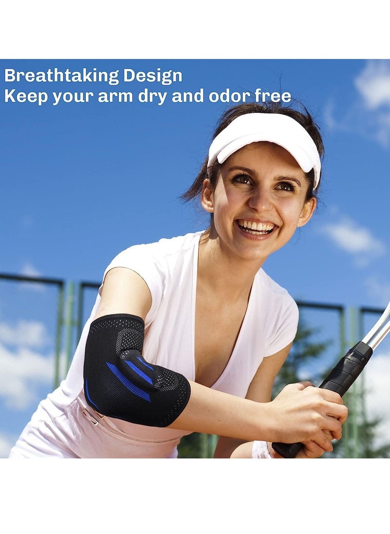 Y&D 2 in 1 Tennis Elbow Brace for Men Women Compression Sleeve with Integrated Pads Breathable Tendonitis elbow Support Protector Sports Golfer's Arthritis Treatment Reduce Joint Pain (M)  - Image 3