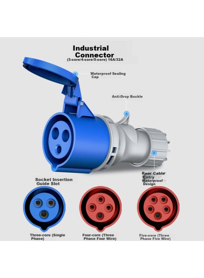 Sdws Shendunweishi Industrial Connector 16a Three-phase 3-core Ip44 Waterproof Data Center Pdu Power Cable Aviation Socket Plug Coupler Female Spl4316 - Image 3