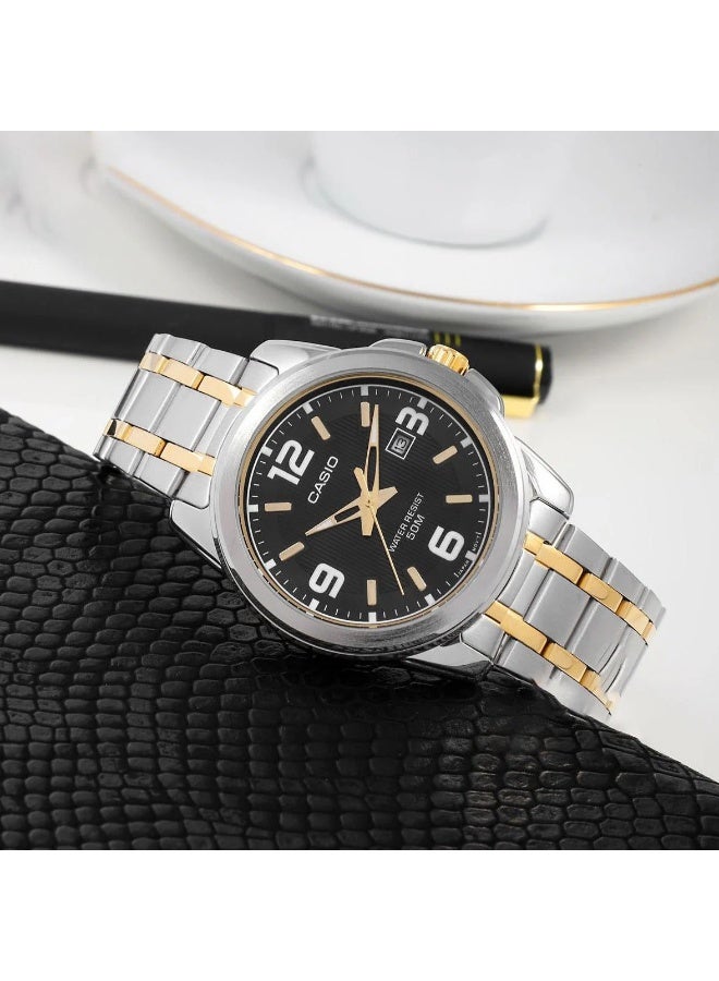 Casio Men's Watch - MTP-1314SG-1AVDF Black Dial, Silver Band - Image 2