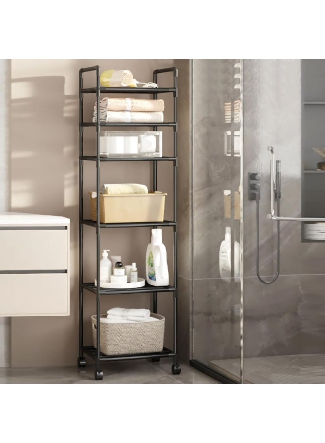 LINGWEI 6-Tier Kitchen Storage Rack with Wheels Rolling Utility Cart - Image 3