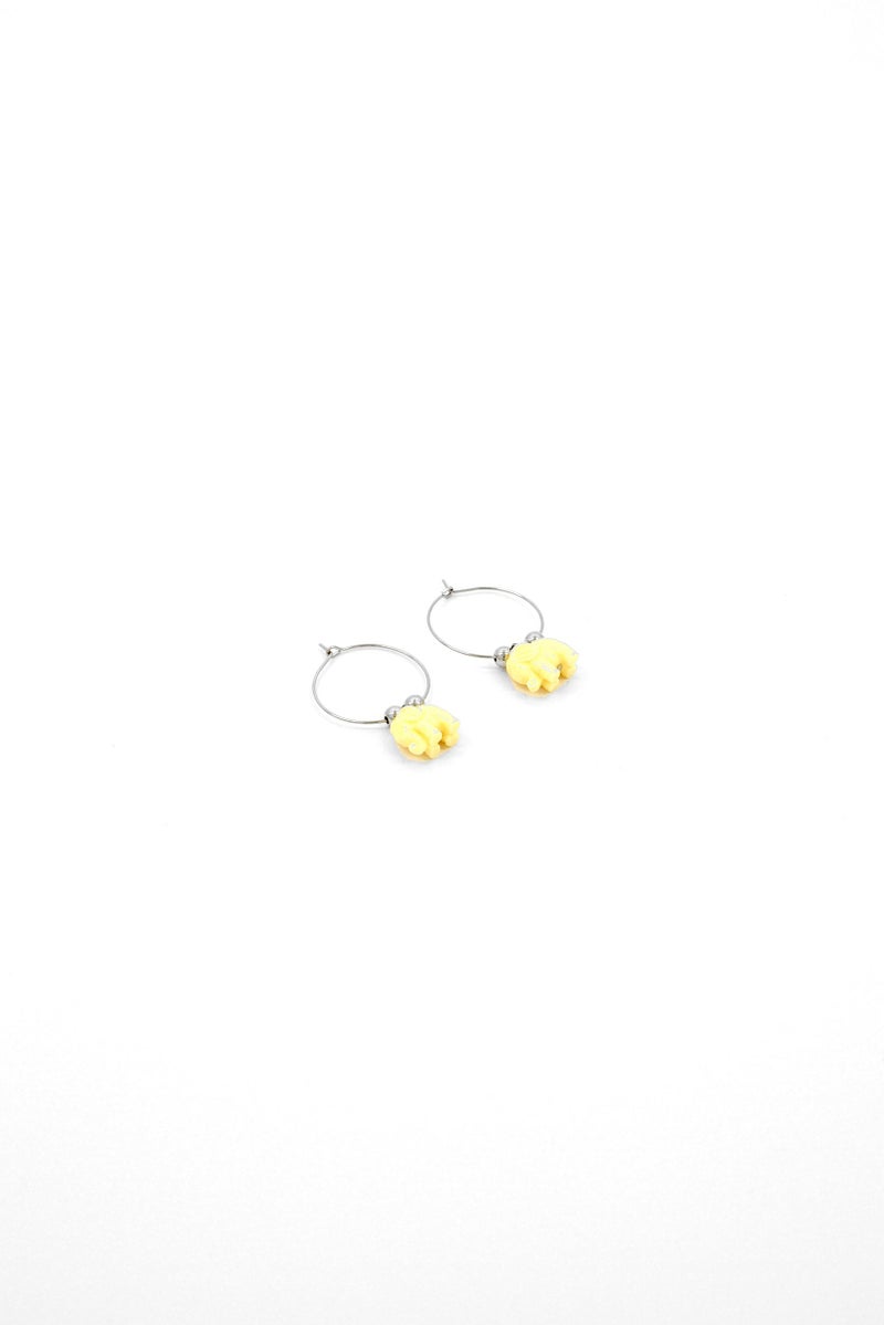 Caracol Women 1 Pair Stainless Steel Cluster Drop Fashionable Earrings, Sliver/Cream - Image 2