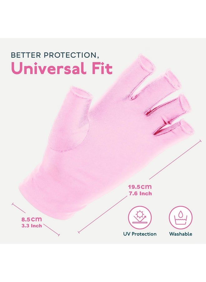 SUNUV - Led Gloves For Gel Nails, Upf 50+ Anti Uv Gloves For Gel Nail Lamp, Professional Uv Gloves For Nail Techs Pink Gloves - Image 1
