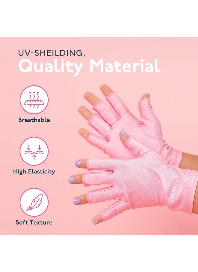 SUNUV - Led Gloves For Gel Nails, Upf 50+ Anti Uv Gloves For Gel Nail Lamp, Professional Uv Gloves For Nail Techs Pink Gloves - Image 1