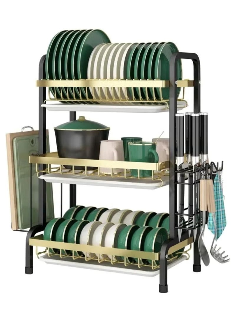 هويتك رف تجفيف الأطباق لمنظم سطح طاولة المطبخ مع خيار تجفيف بالوعة ورف أدوات المائدة - Image 1