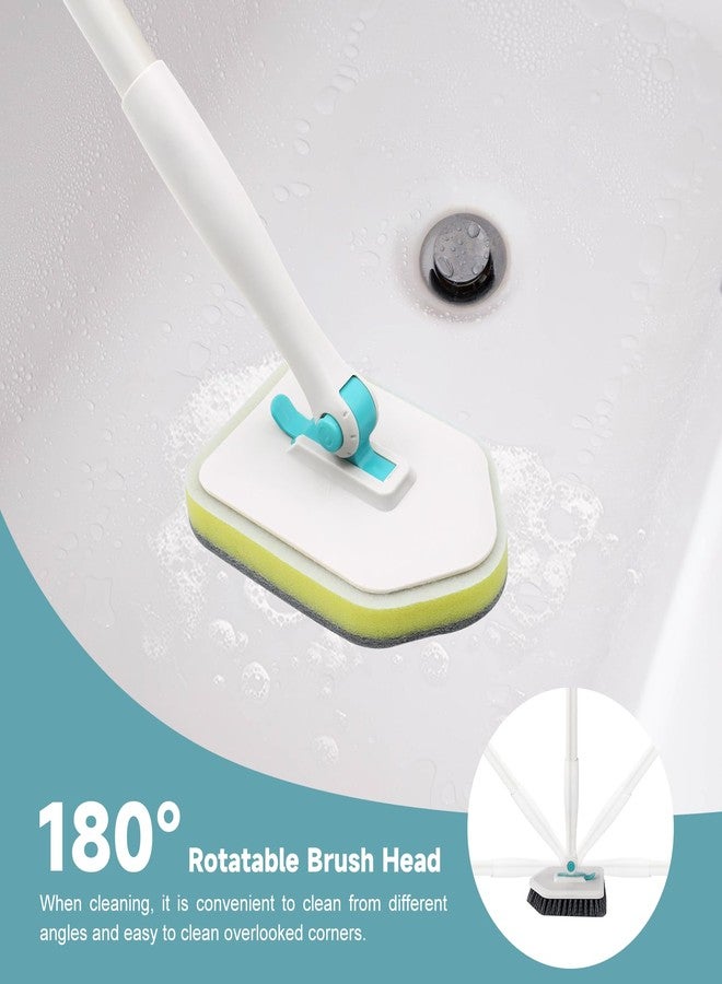 nacena Shower Scrubber with Long Handle, 3 in 1 Tile Tub Scrubber Brush with 3 Detachable Cleaning Heads Adjustable Handle Shower Cleaner Brush for Bathroom, Kitchen, Toilet, Wall, Sink, White - Image 3