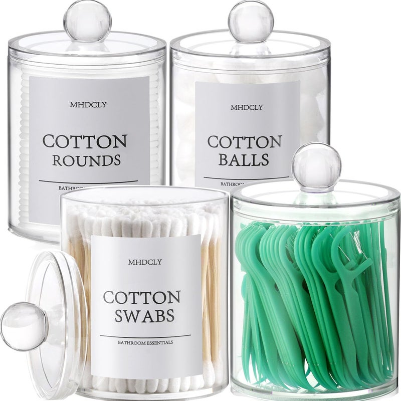 MHDCLY Bathroom Organizers and Storage,4 PACK Bathroom Accessories,Bathroom Decor,Make up Organizers for Vanity,Clear Plastic Qtip Holder - Image 1