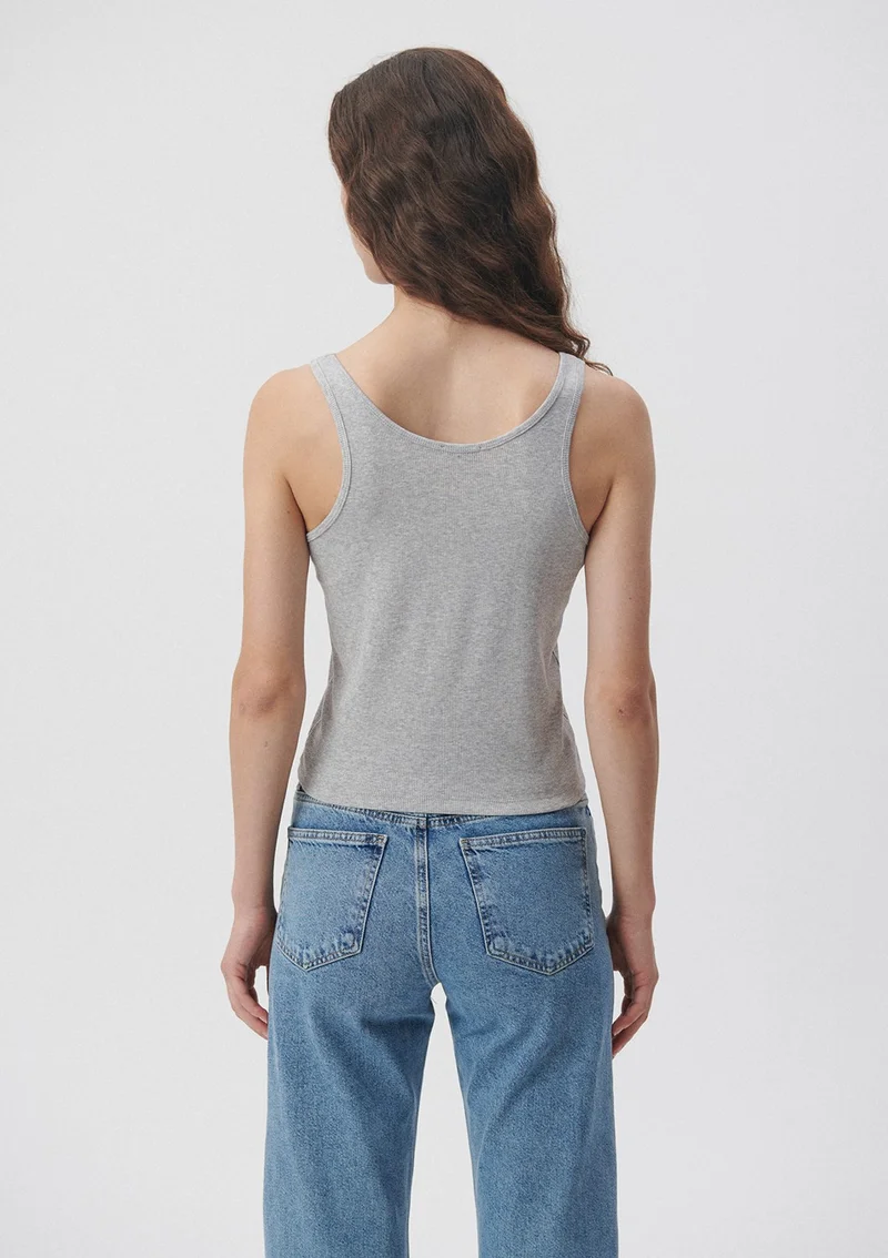 مافي Blue Women's Blue Logo Printed Gray Tank Top 1611899-83096