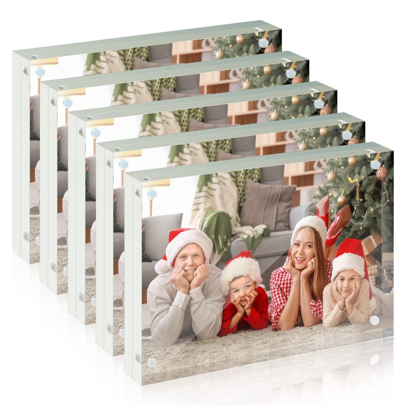 Syntrific 5x7 Acrylic Photo Frame 5Pack Premium Acrylic Photo Frame Magnetic Picture Frames Clear - Image 1
