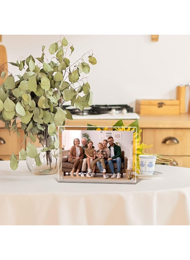 Syntrific 5x7 Acrylic Photo Frame 5Pack Premium Acrylic Photo Frame Magnetic Picture Frames Clear - Image 2