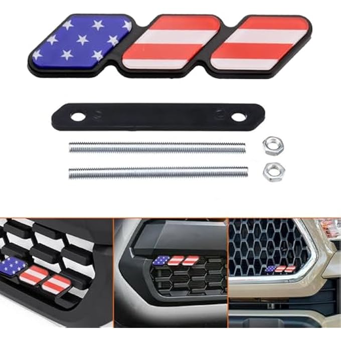 rayihni American Flag Grille Badge Emblem Trd Style TriColor Decor Compatible With Toyota Fj Cruiser 4Runner Tacoma Tundra - Image 2