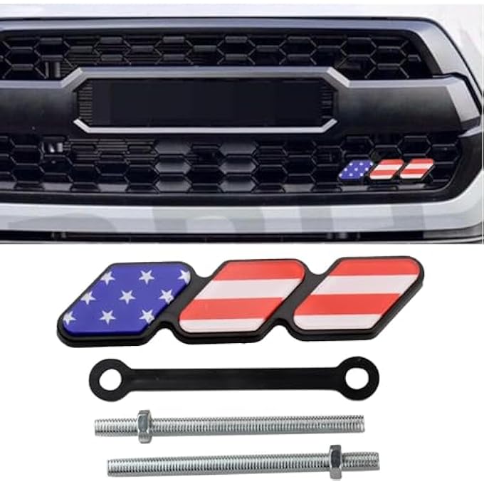rayihni American Flag Grille Badge Emblem Trd Style TriColor Decor Compatible With Toyota Fj Cruiser 4Runner Tacoma Tundra - Image 4