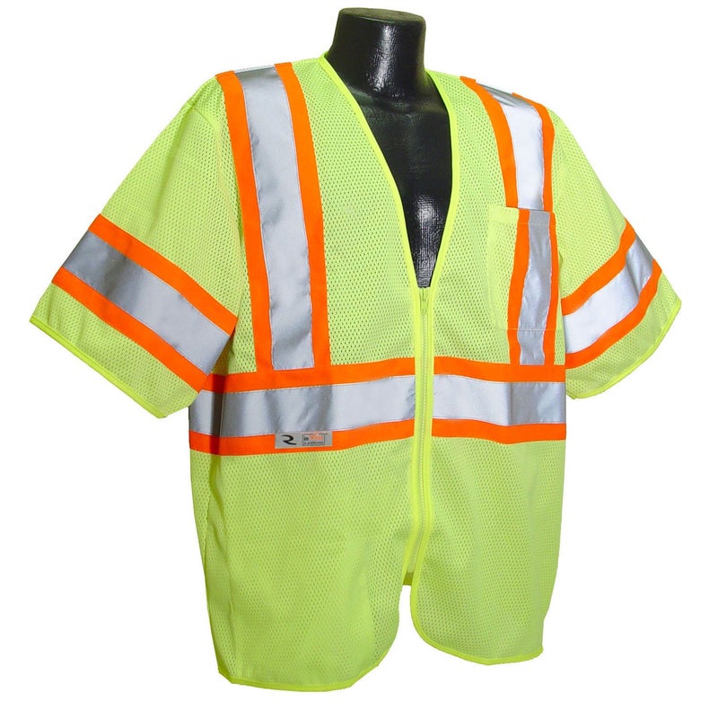 Radians SV223ZGML Polyester Mesh Economy Class3 Safety Vests with Two Tone Trim Large Green
