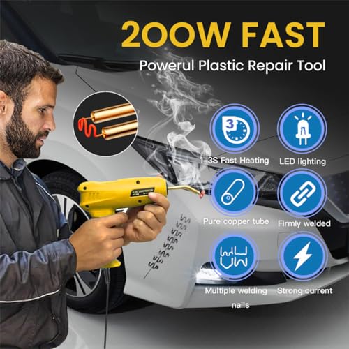 Serplex® 200W Plastic Welder Welding Machine Hot Stapler Kit, Plastic Welder Gun with Light, Car Bumper Repair Kit with 200PCS Stapler Staplers Plastic Welder & Soldering Iron Gun Plastic Repair Kit - Image 2
