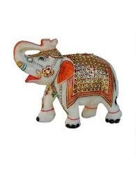 R&M RM Kundan Work Decorative 4inch Elephant Figurines 1 Piece Rameshwaram Marble®  - Image 1