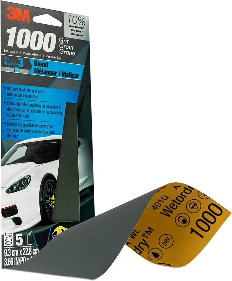 3M Wetordry Sandpaper, 1000 Grit, 3 2/3 in x 9 in - Ideal for Auto Repair - Image 3