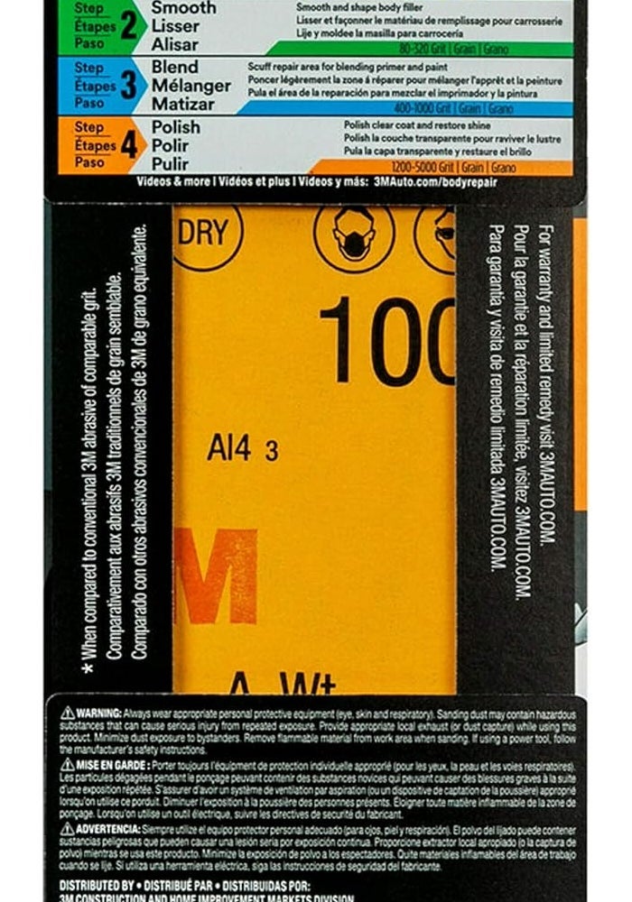 3M Wetordry Sandpaper, 1000 Grit, 3 2/3 in x 9 in - Ideal for Auto Repair - Image 5