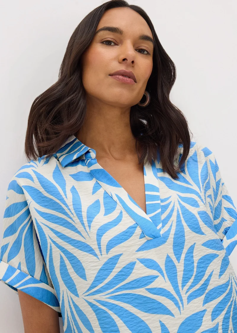 Matalan Blue Et Vous Palm Popover Blouse