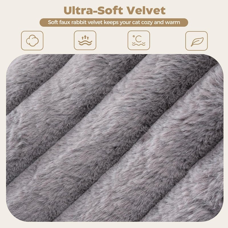 Avont Fluffy Cat Bed, Round Pet Beds for Indoor Cats with Washable Cushion & Non-Slip Bottom, Cozy Sleeping Nest for Kittens & Small Dogs -Grey(S) - Image 4