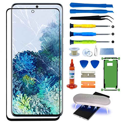 Agzssl for Samsung Galaxy S20 Plus Front Glass Repair Kit Screen Replacement Outer Glass Screen incl Waterpoof Frame Adhesive,Repair Glue and Lamp Tool Kit(No Digitizer,No LCD) 6.7 inch - Image 1